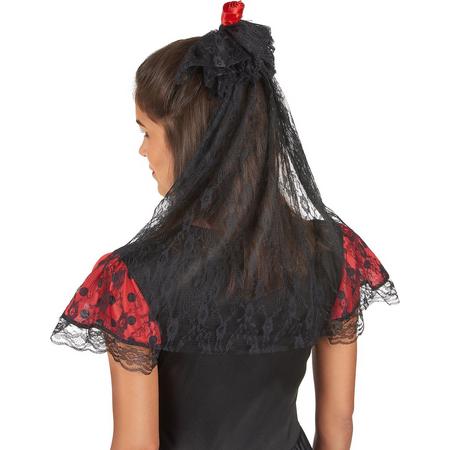 ESPA - Spaanse sluier met rode roos - Accessoires > Haar accessoire